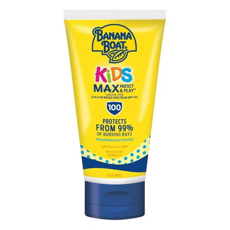 Banana Boat Kids Max Protect & Play Sunscreen SPF 100, Kids Sunscreen Lotion, Sunblock, 4 fl oz **Exp 1/26**
