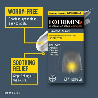Lotrimin AF Clotrimazole Jock Itch Antifungal Treatment Cream, 12G Tube *Exp 11/26*
