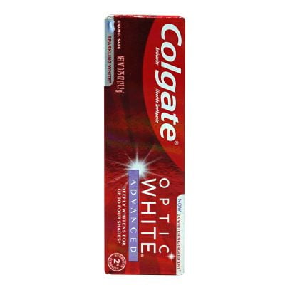 Colgate Optic White Advanced Teeth Whitening Toothpaste, Sparkling White - 0.75 oz Travel Size *Exp 12/26* *Damaged Box*