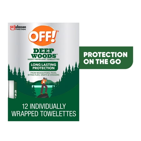 OFF! Deep Woods Insect Repellent Towelettes, Mosquito Repellent Wipes, 1 Pack, 12 Count *Packaging May Vary