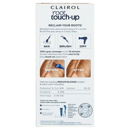 Clairol Root Touch-Up Nice'n Easy Permanent Hair Dye, 8 Medium Blonde, Hair Color, 1 Kit
