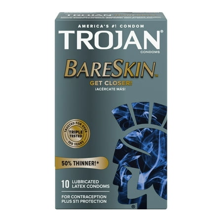Trojan Bareskin Premium Thin Lubricated Condoms - 10 Count *Damaged Packaging* *Exp 2/1/29*