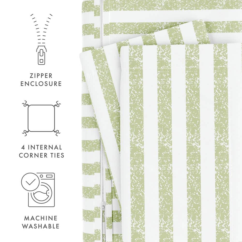 Rugged Stripes Patterned Performance Sage Twin 3-Piece Duvet Cover Set