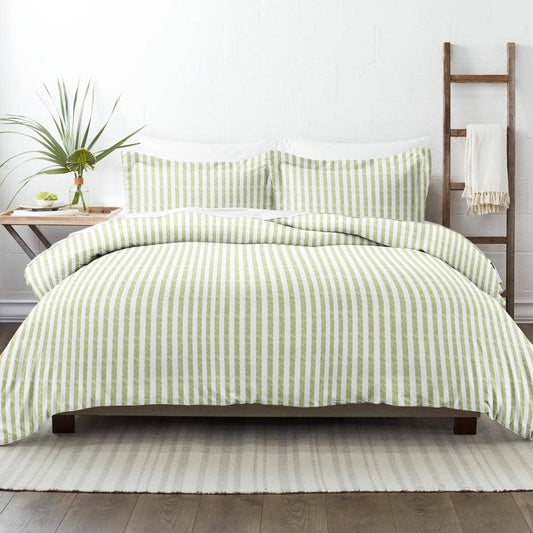Rugged Stripes Patterned Performance Sage Twin 3-Piece Duvet Cover Set