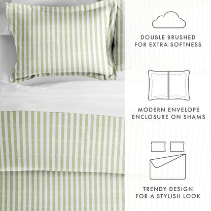 Rugged Stripes Patterned Performance Sage Twin 3-Piece Duvet Cover Set
