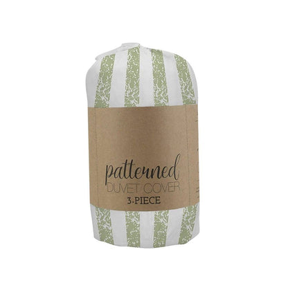 Rugged Stripes Patterned Performance Sage Twin 3-Piece Duvet Cover Set