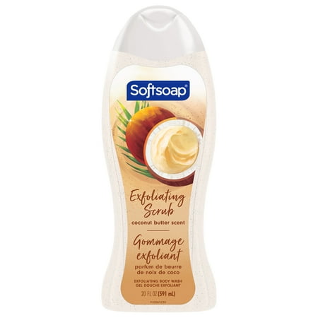 Softsoap Exfoliating Body Wash, All Skin Types, Coconut Butter, 20 fl oz Bottle