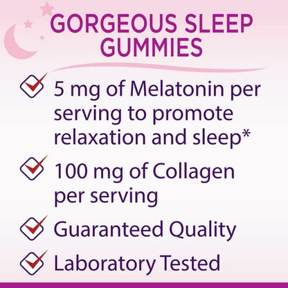 Nature's Bounty Gorgeous Sleep Gummies Melatonin & Collagen - Berry - 60 ct *Exp 01/26*