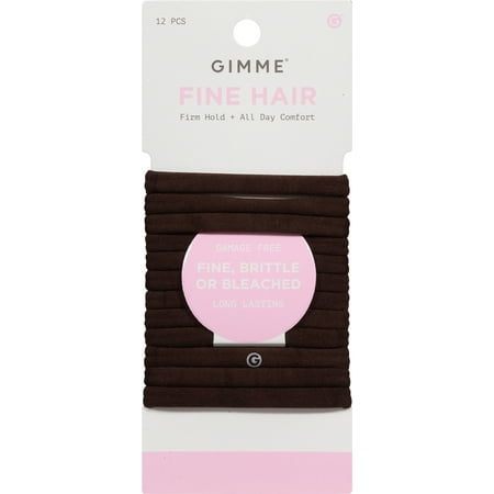 Gimme Beauty Seamless Hair Ties for Fine Hair, Ponytail Holder, Dark Brown, 12 Count
