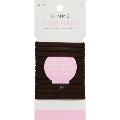 Gimme Beauty Seamless Hair Ties for Fine Hair, Ponytail Holder, Dark Brown, 12 Count