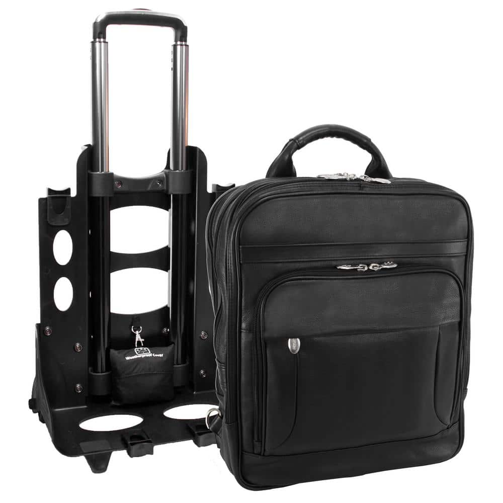WICKER PARK, Full Grain Cashmere Napa Leather, 17 in. Detachable Wheeled 3-Way Laptop Backpack Briefcase *Missing Rolling Caddy*