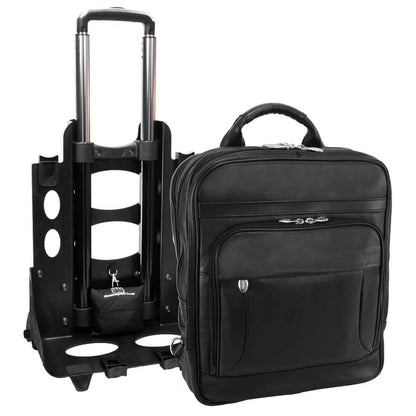 WICKER PARK, Full Grain Cashmere Napa Leather, 17 in. Detachable Wheeled 3-Way Laptop Backpack Briefcase *Missing Rolling Caddy*