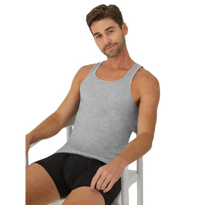 Men's 2XL Hanes Value Pack Black/Grey Tank Undershirts, 6 Pack