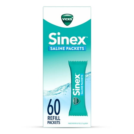 Vicks Sinex Saline Nasal Rinse, 60 Refill Packets **Exp 2027/09/02**