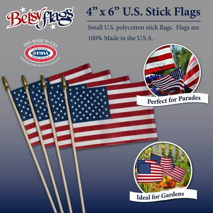 US Betsy Flags Polycotton 4 x 6 Inch 4 Pack