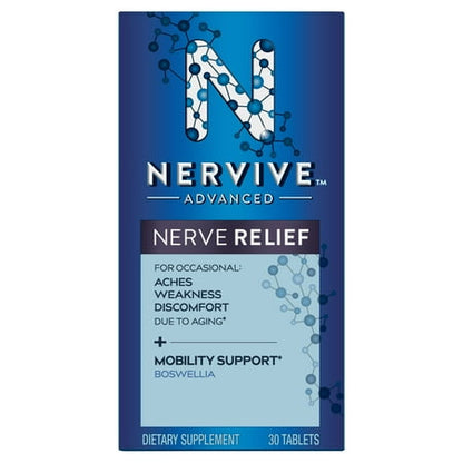Nervive Advanced Nerve Pain + Mobility, Aches and Pains, Weakness, Discomfort, 30 Tablets *Damaged Packaging* *Exp 10/2025* *May Be Missing Box*