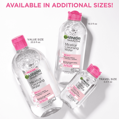 Garnier SkinActive Micellar Cleansing Water All in 1 Makeup Remover, Adult, 3.4 fl oz
