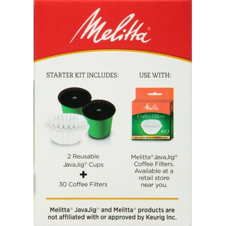 Melitta JavaJig K-Cups for Keurig K-Cup Brewers Reusable Coffee Filter System, Uses Melitta Paper Coffee Filters *Very Damaged Box* *Packaging May Vary*