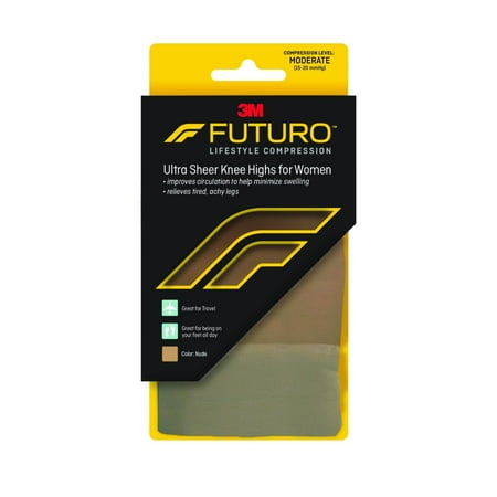 FUTURO Ultra Sheer Knee Highs for Women, Medium, Moderate Compression *Damaged Package*