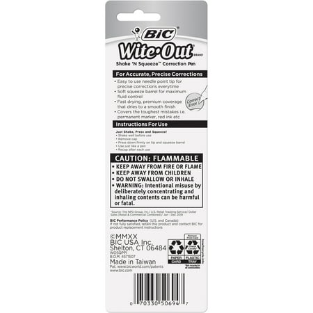 BIC Wite-Out Brand Exact Liner Correction Tape, White, 1-Pack for School Supplies