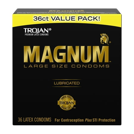 Trojan Magnum Lubricated Large Condoms, Lubricated Condoms, 36 Count Pack *Damaged Packaging* *Exp 3/1/29*