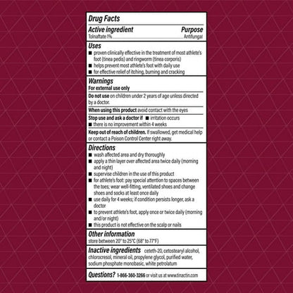 Tinactin Tolnaftate Athlete's Foot Treatment Antifungal Cream, 15G Tube *Exp 2026/07
