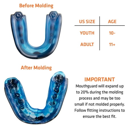 Shock Doctor Sport Gel Max Sports Protective Mouth Guard, Black, Adult