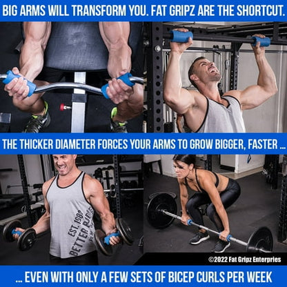 Fat Gripz Pro - The Simple Proven Way to Get Big Biceps & Forearms Fast - Blue