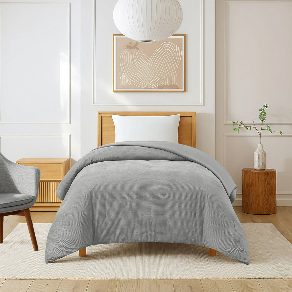 Gray Corduroy Comforter Set, Twin/Twin XL