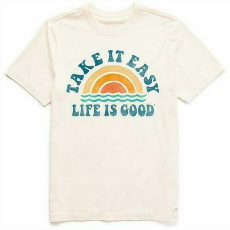 Men's  L - Life Is Good Take It Easy Rainbow Waves Short Sleeve Tee