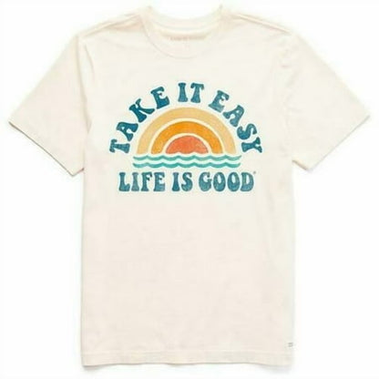 Men's  L - Life Is Good Take It Easy Rainbow Waves Short Sleeve Tee