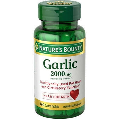 Nature's Bounty Garlic Tablets, Heart Health, 2000 Mg, 120 ct *Exp 09/26*