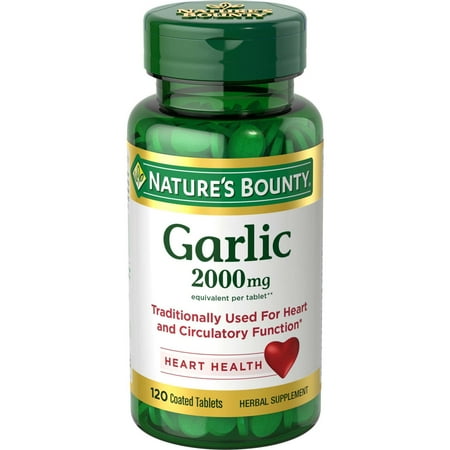 Nature's Bounty Garlic Tablets, Heart Health, 2000 Mg, 120 ct *Exp 09/26*
