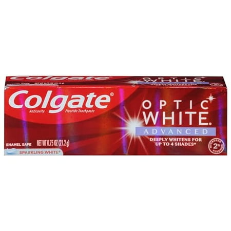 Colgate Optic White Advanced Teeth Whitening Toothpaste, Sparkling White - 0.75 oz Travel Size *Exp 12/26* *Damaged Box*