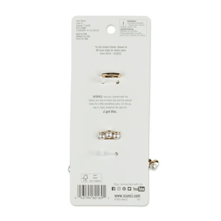Scunci Faux Pearl and Gold-Tone Accent Claw Clips, Blonde, 2 Count