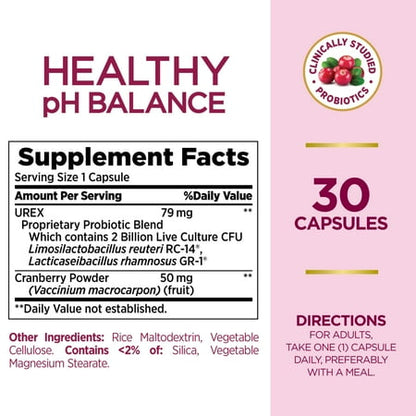 Nature's Bounty Optimal Solutions Healthy pH Balance Cranberry 30 ct *Exp 01/2026* *Open/Damaged Box Bottle Sealed*