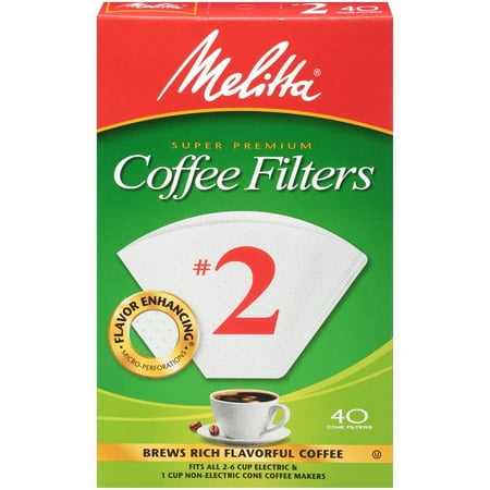 Melitta Coffee Filters #2 Cone White, 40 Count *Damaged Box*