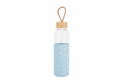 Everybeing Glass Water Bottle with Blue Silicone Sleeve 18.6 oz