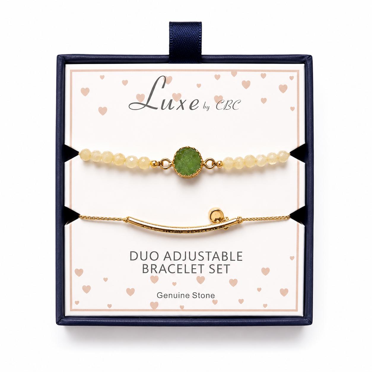 Luxe by CBC Genuine Stone Duo Bracelet Set