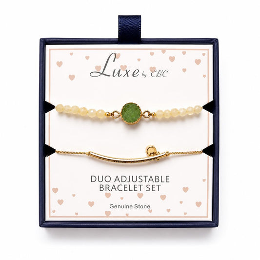 Luxe by CBC Genuine Stone Duo Bracelet Set