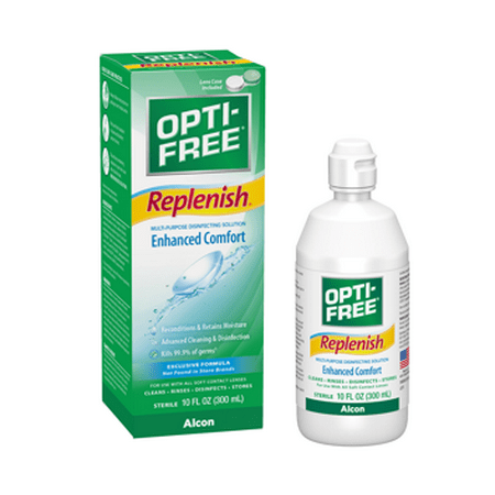 OPTI-FREE Replenish Disinfecting Contact Lens Solution for Daily Contact Lens Cleaning Use, 10 fl oz *1/31/28* *Damaged Box*