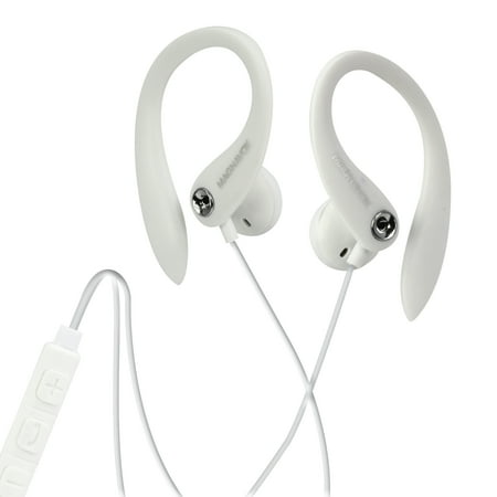 Magnavox White Earhook Headphones with Microphone MHP4854WT *Damaged Package See Desc*