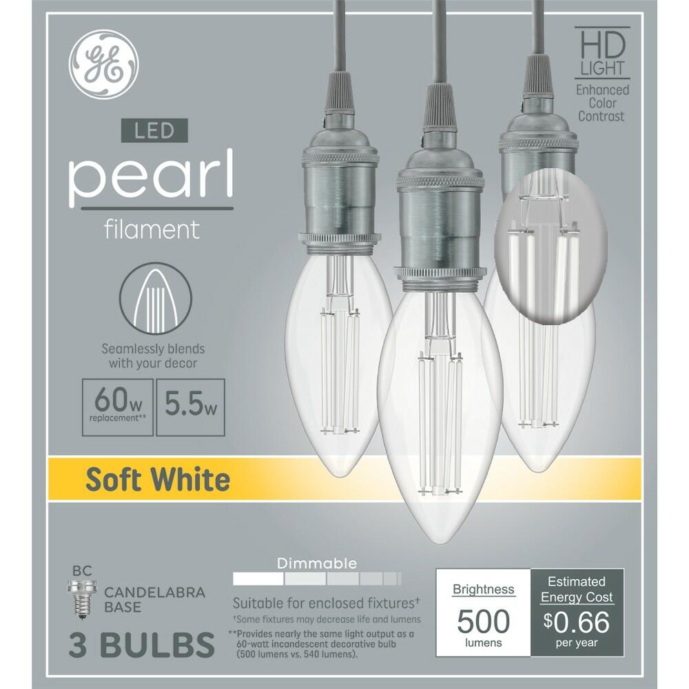 GE 3pk Pearl HD Soft White 60W LED