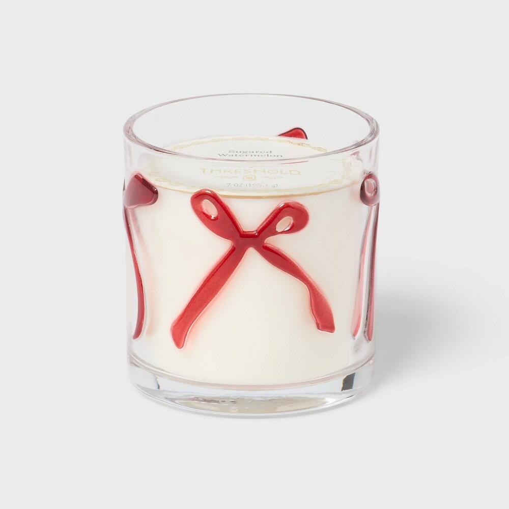 Bow Glass Color Changing Sugared Watermelon Jar Candle