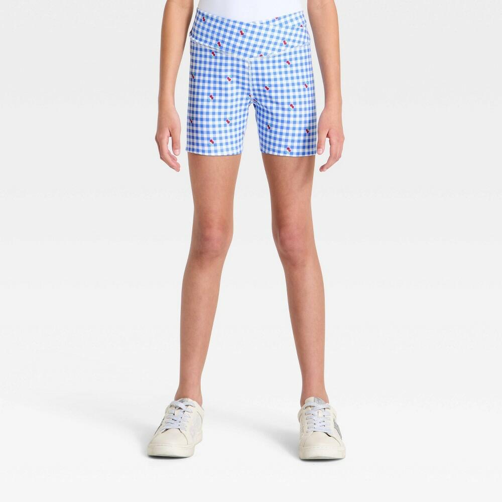 L All In Motion Girls' Crossover Bike Shorts, Blue