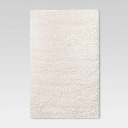4'x5'6" Washable Plush Shag Accent Rug Cream - Room Essentials