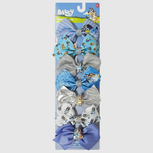 Girls' Bluey Bow 7pk Bow Set - Blue/Purple
