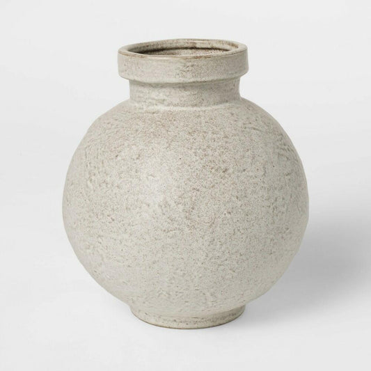 Round Textured Ceramic Vase Grey