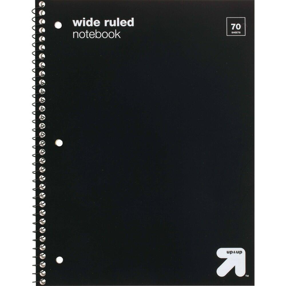 Wide Ruled Black 1 Subject Flexible Plastic Cover Notebook