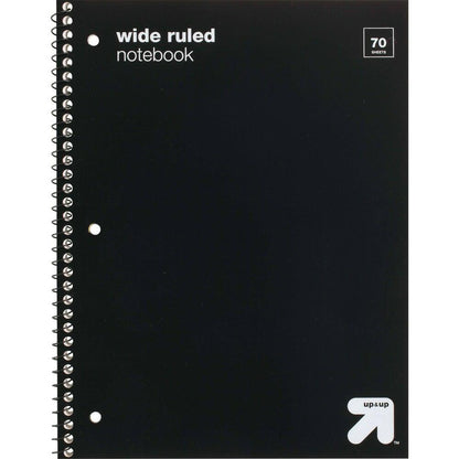 Wide Ruled Black 1 Subject Flexible Plastic Cover Notebook